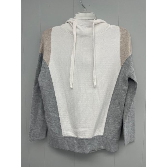 Rachel Zoe XS Ivory, Tan, Gray‎ Sweater Pullover Color Block Hoodie - Picture 1 of 11